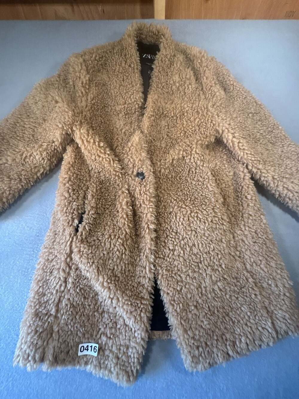 Zara Brown Faux Shearling Teddy Bear Coat Size XS - Picture 4 of 7